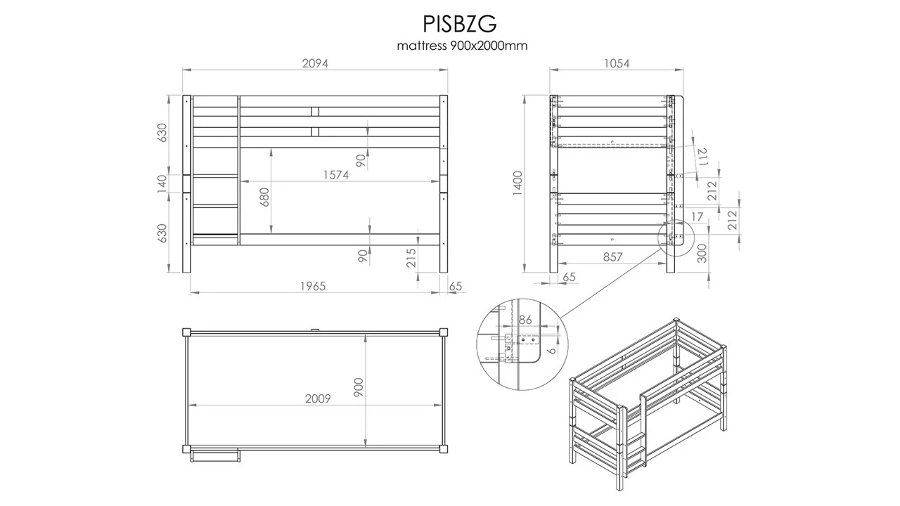 Stapelbed Pino Laag - Afbeelding 3